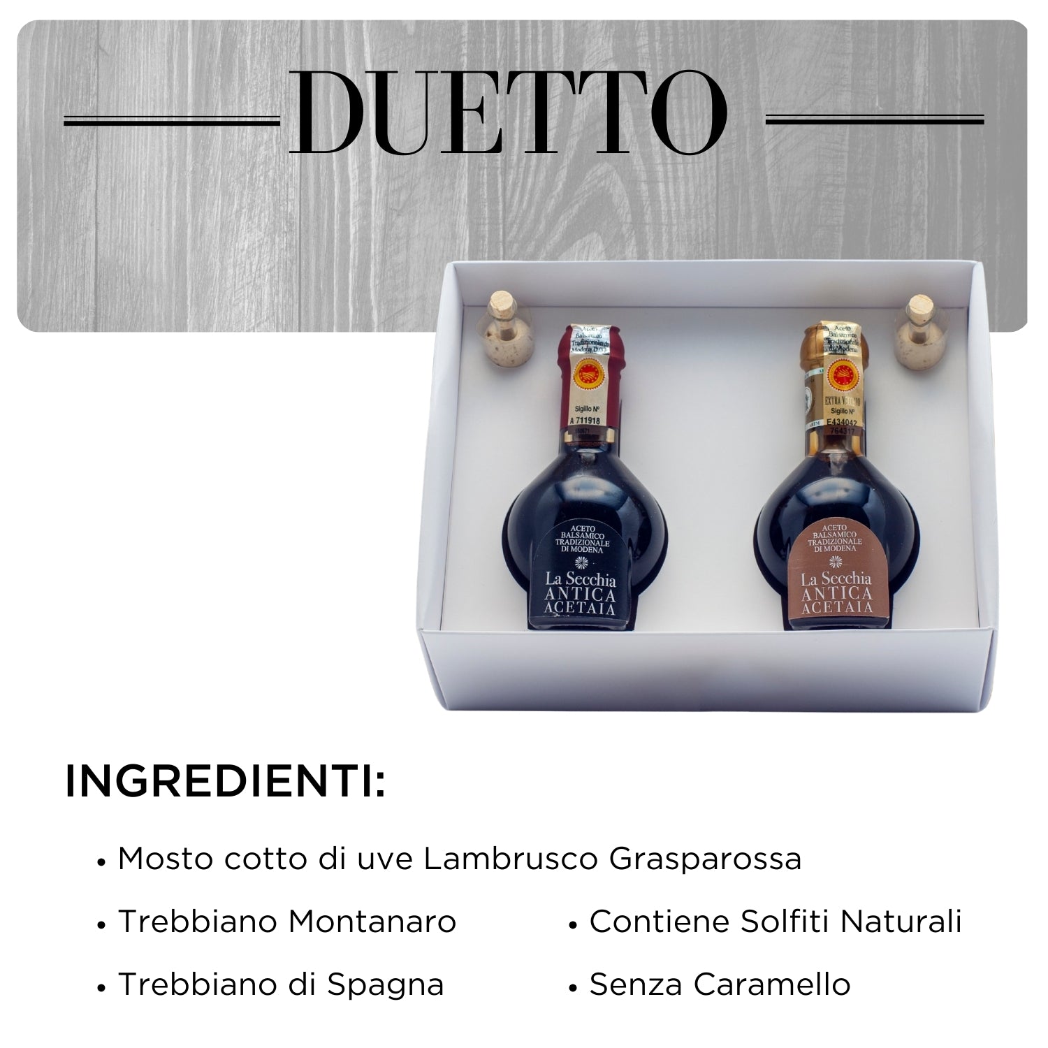 Traditional Balsamic Vinegar of Modena DOP DUETTO "EXTRAGED + REFINED" 