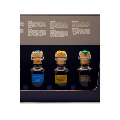 Coffret de dégustation, coffret cadeau, de 5 variétés de vinaigre balsamique de Modène par I.G.P.