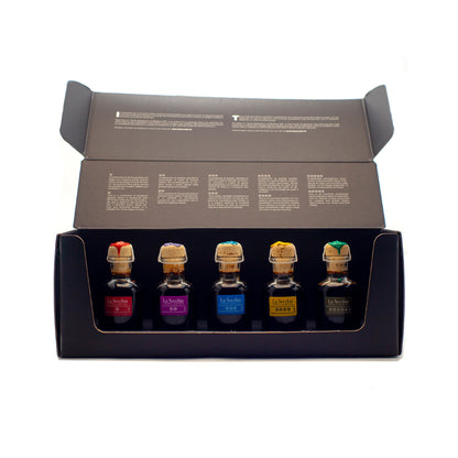 Coffret de dégustation, coffret cadeau, de 5 variétés de vinaigre balsamique de Modène par I.G.P.