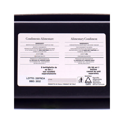 Coffret de dégustation, coffret cadeau, de 5 variétés de vinaigre balsamique de Modène par I.G.P.