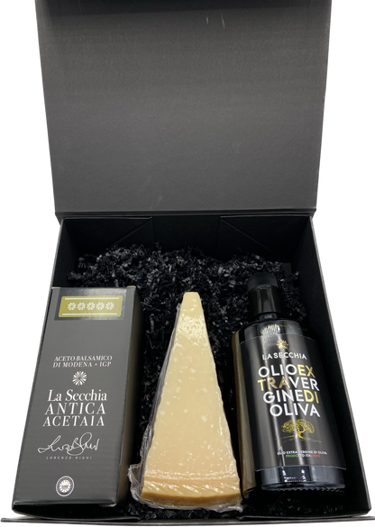 Box 2 - 5 star Balsamic Vinegar of Modena PGI, Parmigiano Reggiano and Evo Oil